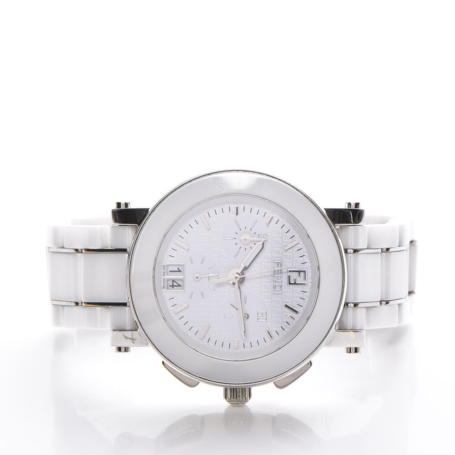 Fendi Stainless Steel Ceramic 38mm Chronograph Quartz Watch White 3 of 10