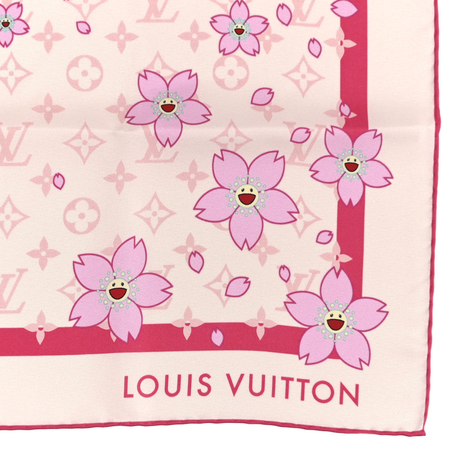 Louis Vuitton LV X TM Silk Monogram Cherry Blossom Square 70 Scarf Pink 2 of 3