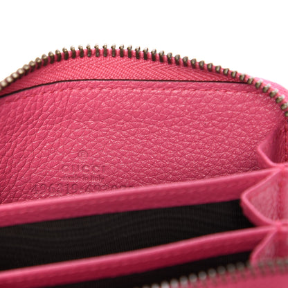 Gucci Grained Calfskin Logo Zip Around Card Case Box Pink Green 6 of 7