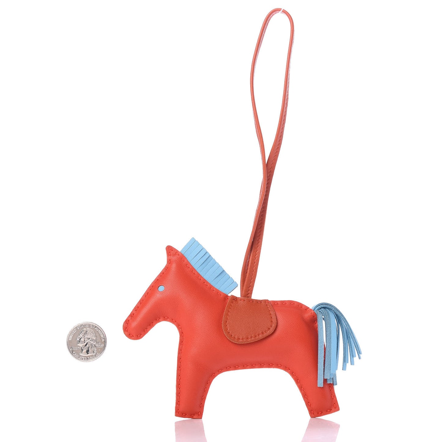 Milo Lambskin Grigri Rodeo Horse Bag Charm GM Capucine Celeste Cornaline