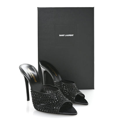 Saint Laurent Tulle Strass Gippy 110 Mule Sandals 36.5 Black 8 of 8