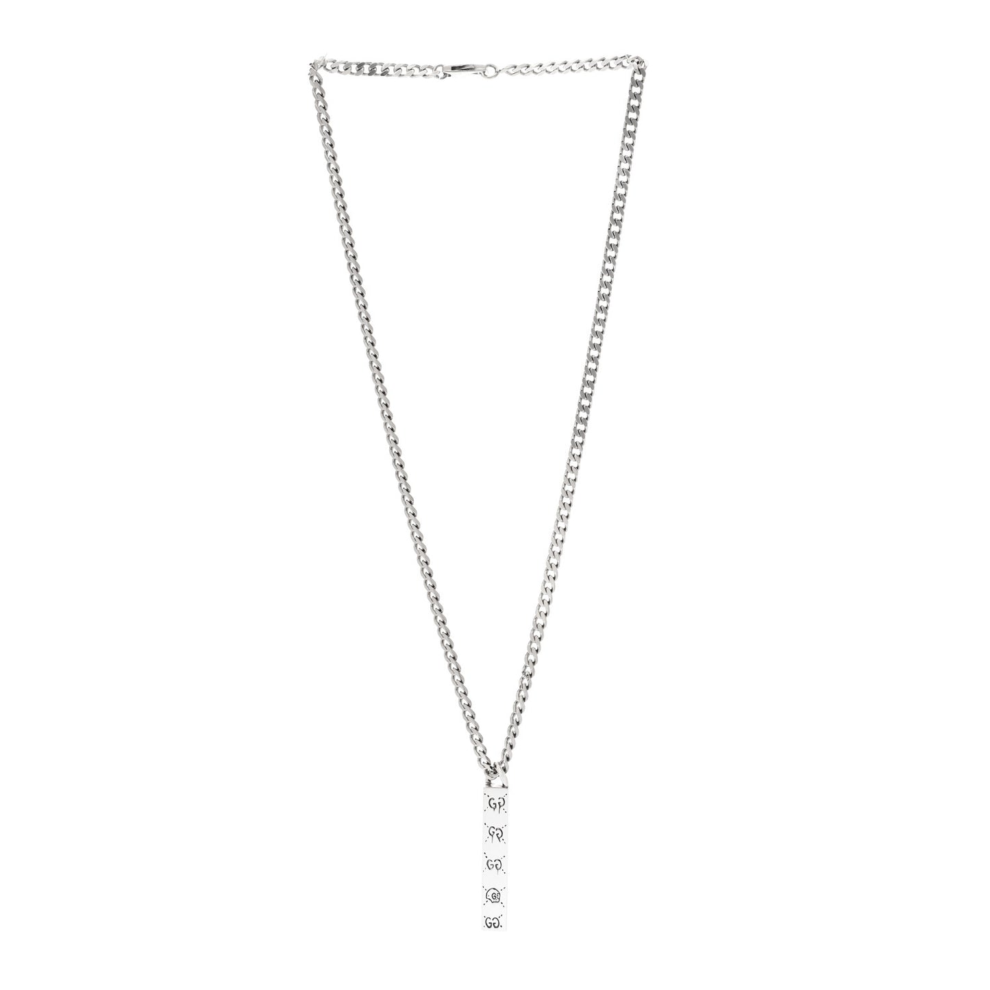 Sterling Silver Gucci Ghost Bar Pendant Necklace