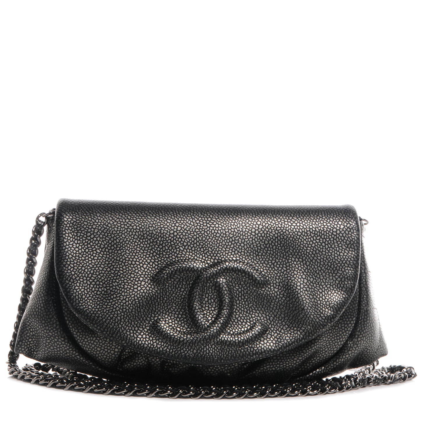 Caviar Half Moon Wallet On Chain WOC Dark Silver