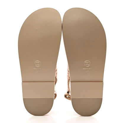Chanel Iridescent Lambskin Quilted Velcro Dad Sandals 37 Light Bronze 5 of 9