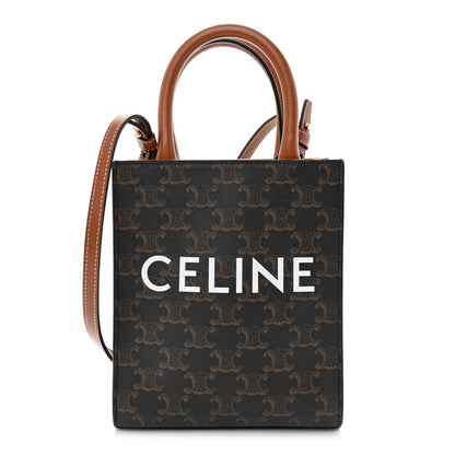 Celine Triomphe Canvas Calfskin Mini Vertical Cabas Tan 1 of 11