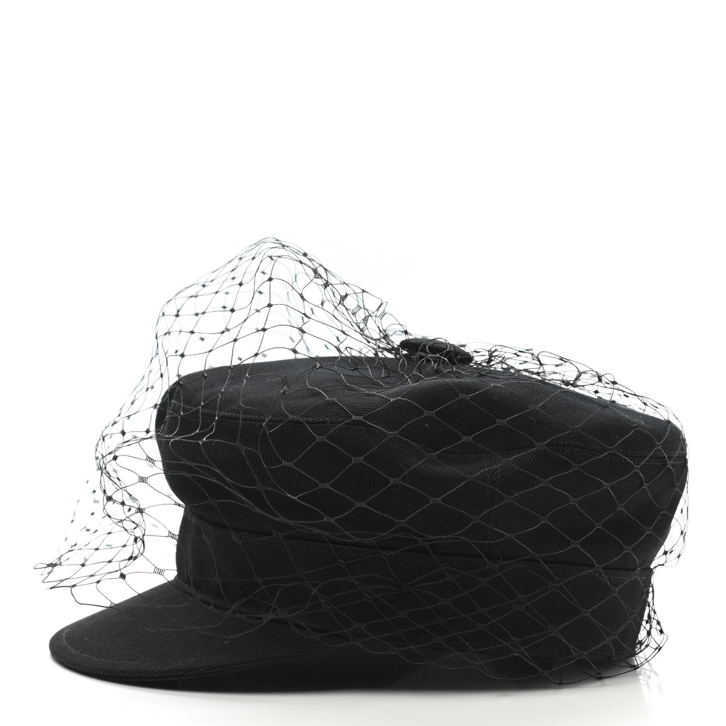 Cotton Canvas Arty Cap with Veil 57 Black
