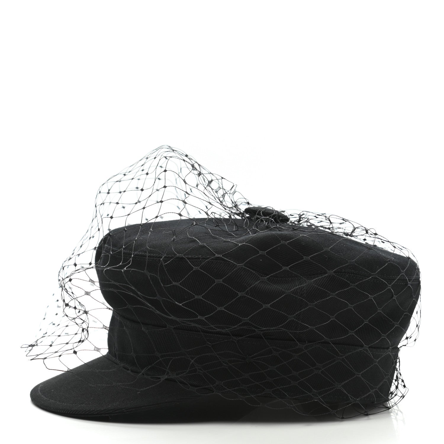 Christian Dior Cotton Canvas Arty Cap with Veil 57 Black 4 of 9