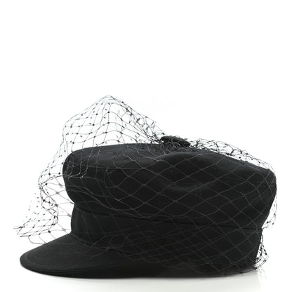 Christian Dior Cotton Canvas Arty Cap with Veil 57 Black 4 of 9