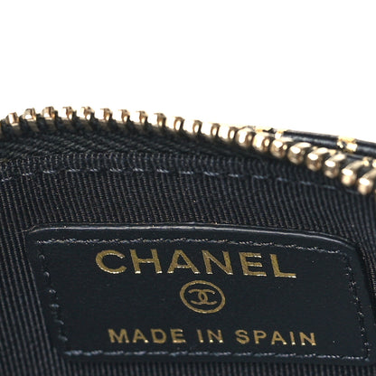 Chanel Calfskin Crocodile Embossed Graffiti Reissue Flap Zip Card Holder Black Gold 6 of 8