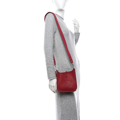 Hermes Taurillon Clemence Evelyne TPM Rouge Grenat 2 of 10