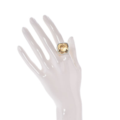 David Yurman Sterling Silver 18K Yellow Gold Diamond Champagne Citrine 17mm Albion Ring 54 7 2 of 5