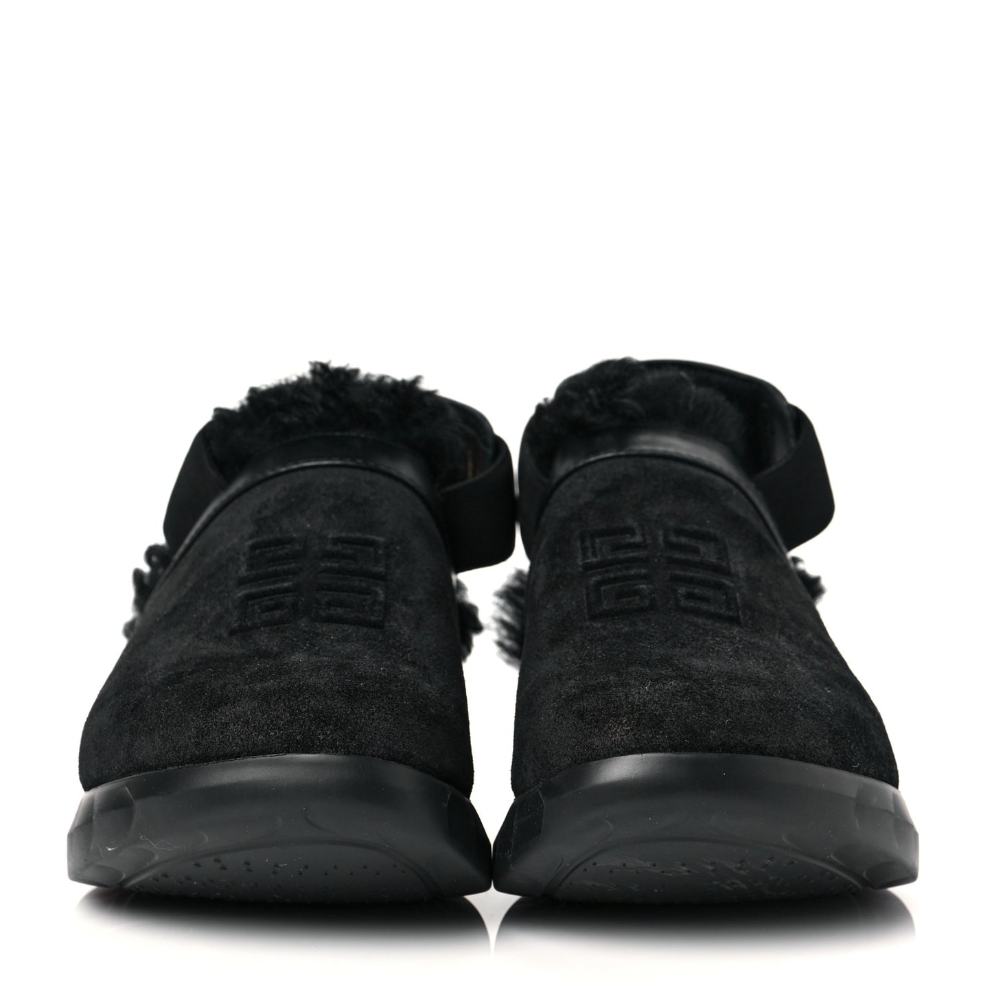 Suede Calfskin Lambskin Shearling Elegant Marshmallow Loafers 35 Black