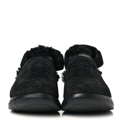 Givenchy Suede Calfskin Lambskin Shearling Elegant Marshmallow Loafers 35 Black 2 of 8