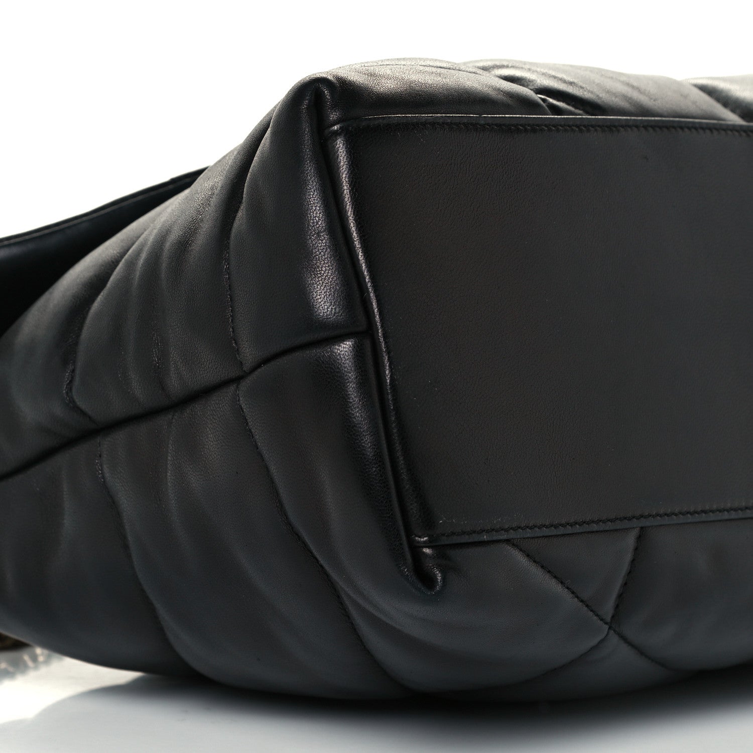 Saint Laurent Lambskin Quilted Medium Loulou Puffer Monogram Chain Satchel Black 10 of 11