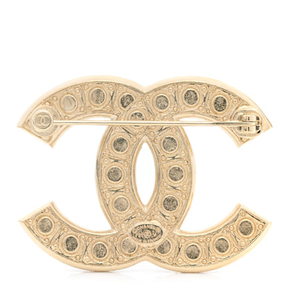 Chanel Metal Crystal Graduated Pearl CC Brooch Gold 3 of 5