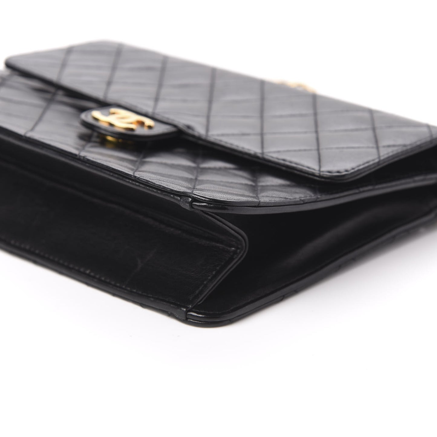Lambskin Quilted Small Single Flap Bag Black