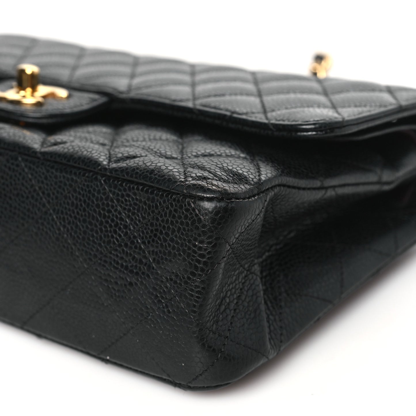 Caviar Quilted Medium Double Flap Black