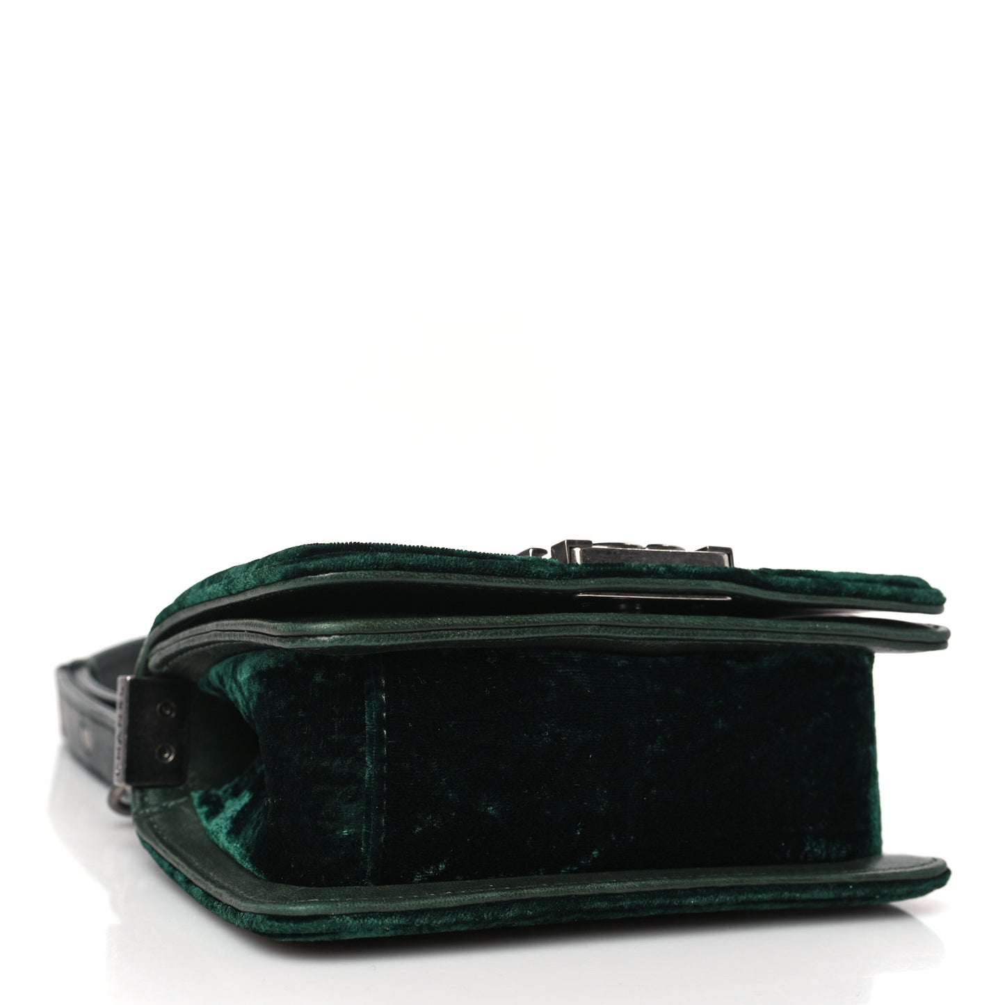 Velvet Quilted Mini Boy Flap Dark Green