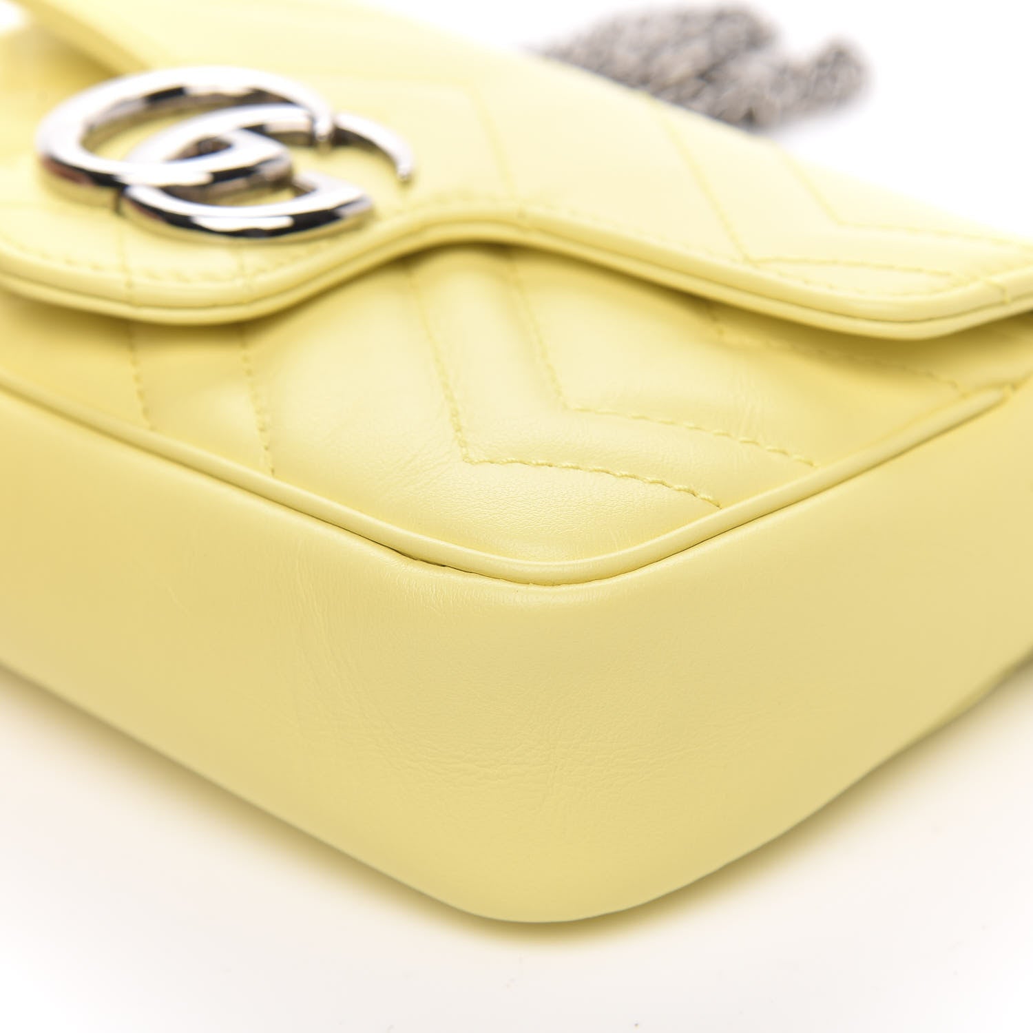 Gucci Calfskin Matelasse Super Mini GG Marmont Shoulder Bag Banana 9 of 10