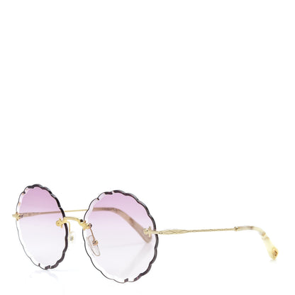 Chloe Rosie Bevelled Round Sunglasses CE142S Gold Gradient Coral 1 of 7