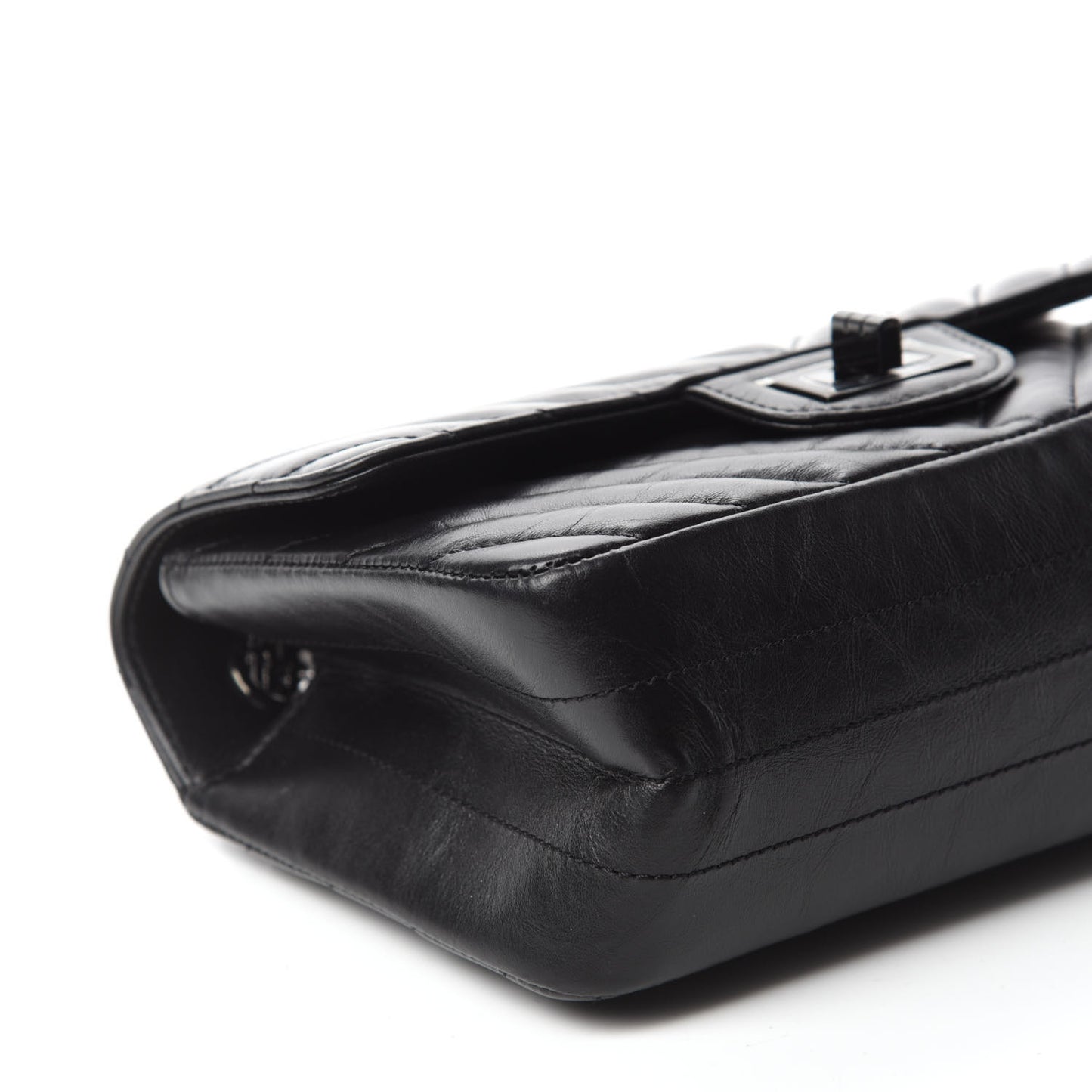 Aged Calfskin Chevron Quilted 2.55 Reissue Mini Flap So Black