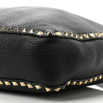 Valentino Garavani Pebbled Calfskin Large Rockstud Flip-Lock Messenger Bag Black 10 of 10