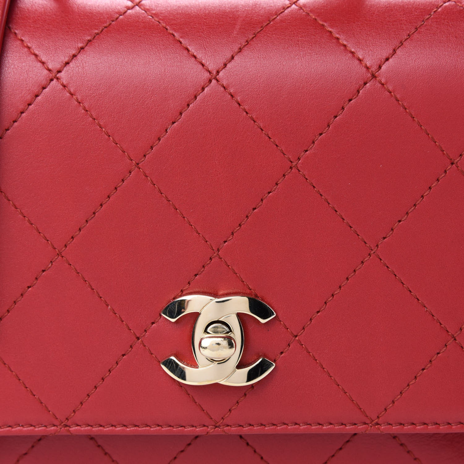 Chanel Calfskin Quilted Small Double Pocket Top Handle Flap Red 10 of 10