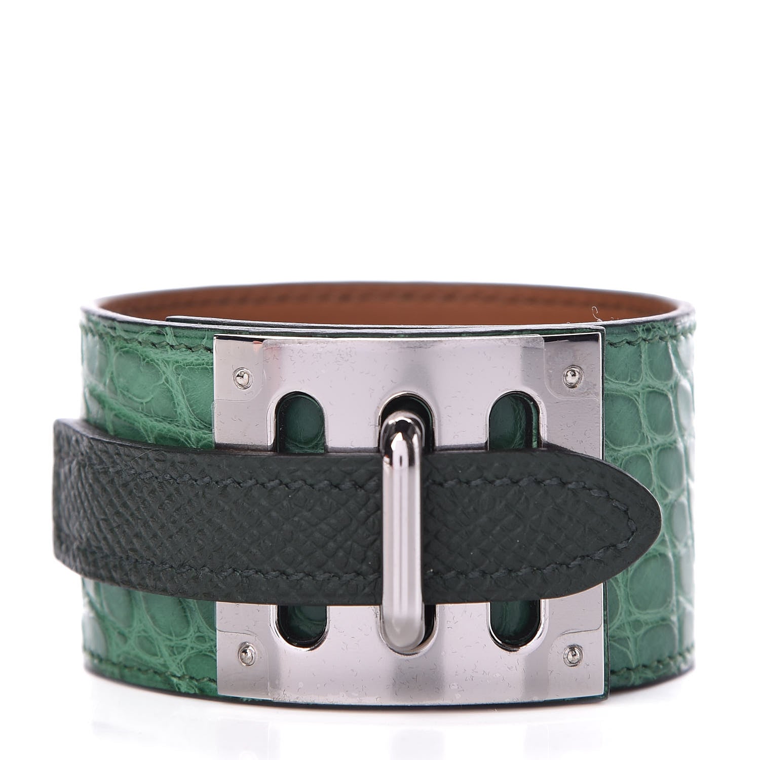 Hermes Matte Alligator Epsom Intense Bracelet S Cactus 1 of 6