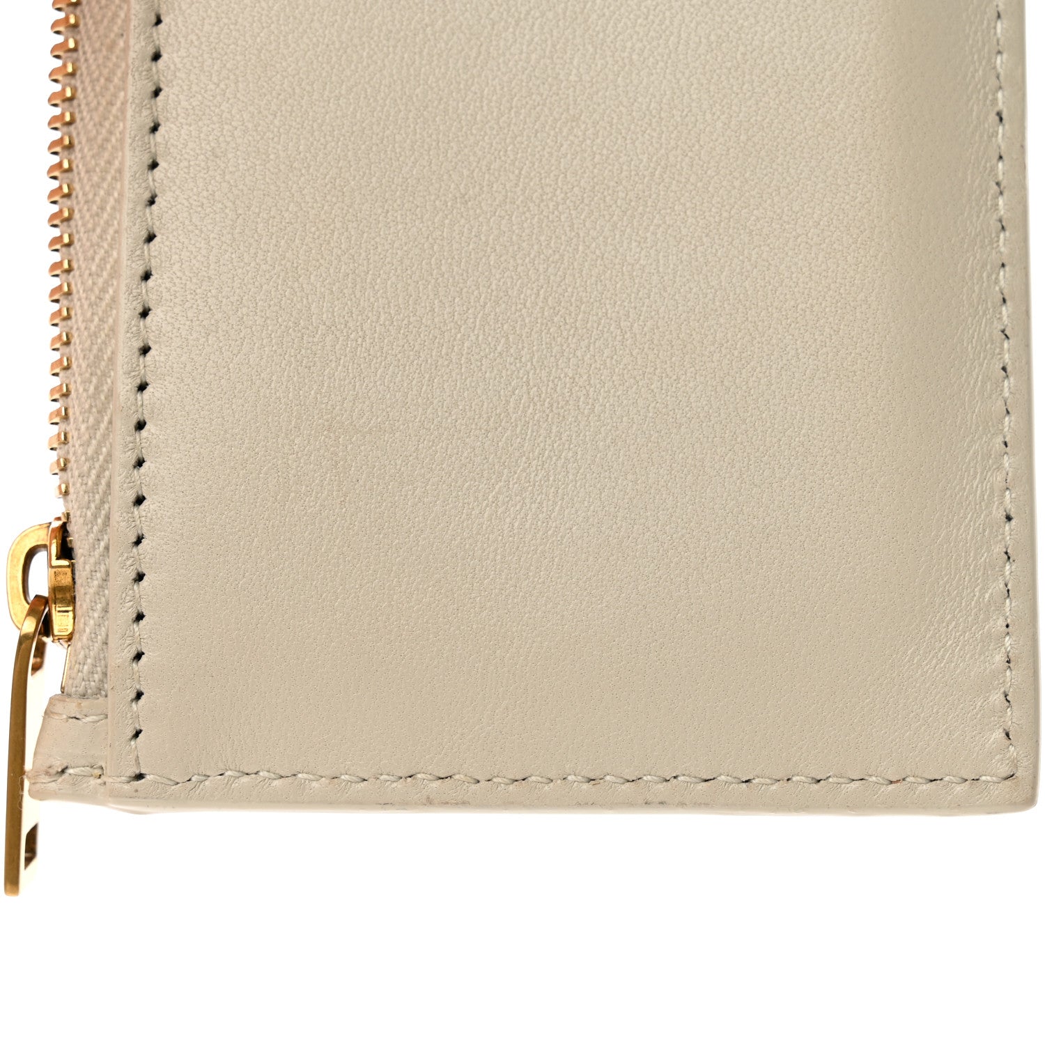 Saint Laurent Calfskin Monogram Fragments Zippered Card Case Crema Soft 11 of 12