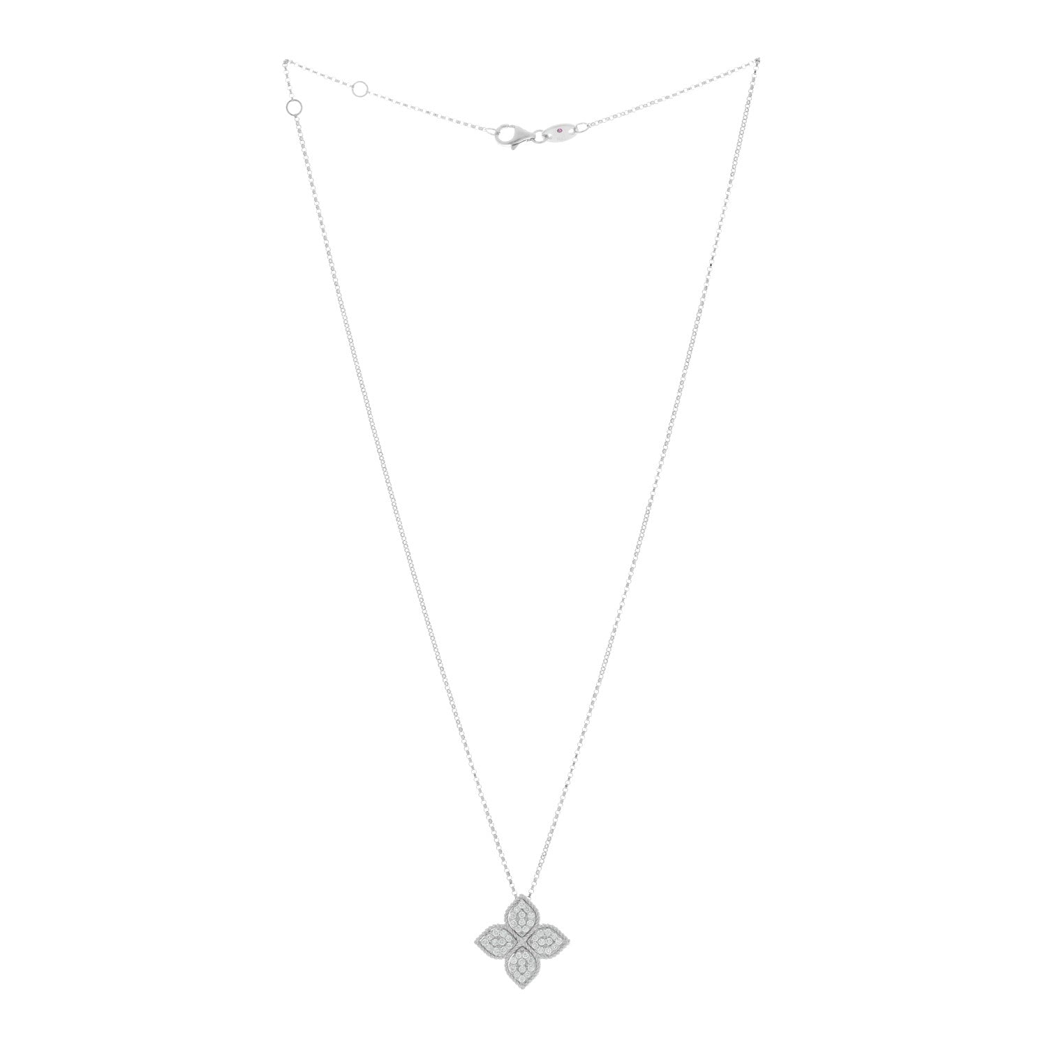 Roberto Coin 18K White Gold Diamond Large Venetian Princess Flower Pendant Necklace 3 of 4