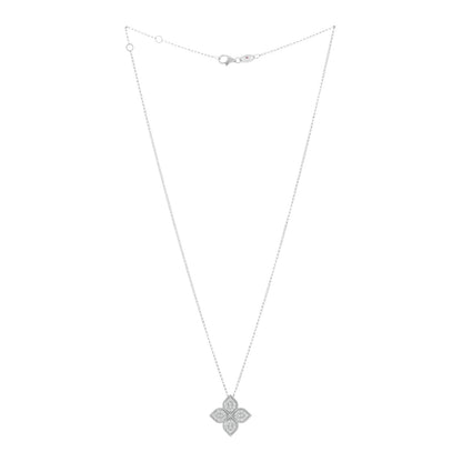 Roberto Coin 18K White Gold Diamond Large Venetian Princess Flower Pendant Necklace 3 of 4