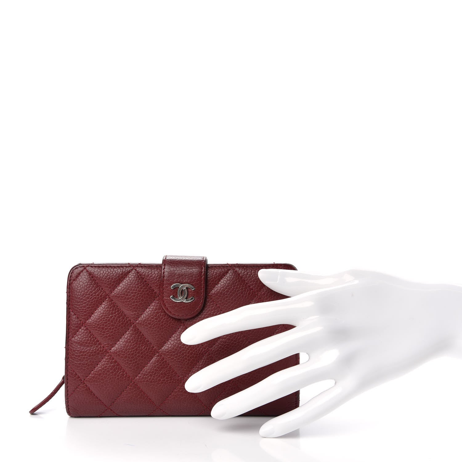 Chanel Caviar Quilted Zipped Pocket Wallet Red 2 of 8