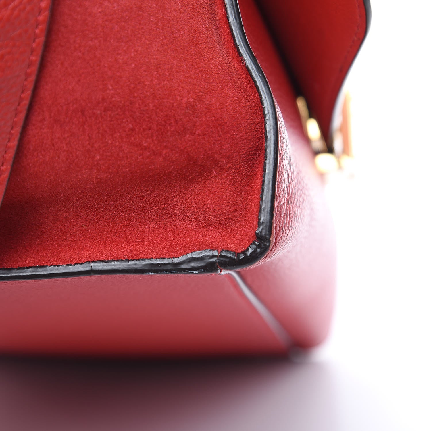 Celine Drummed Calfskin Suede Medium Trapeze Coquelicot 12 of 17