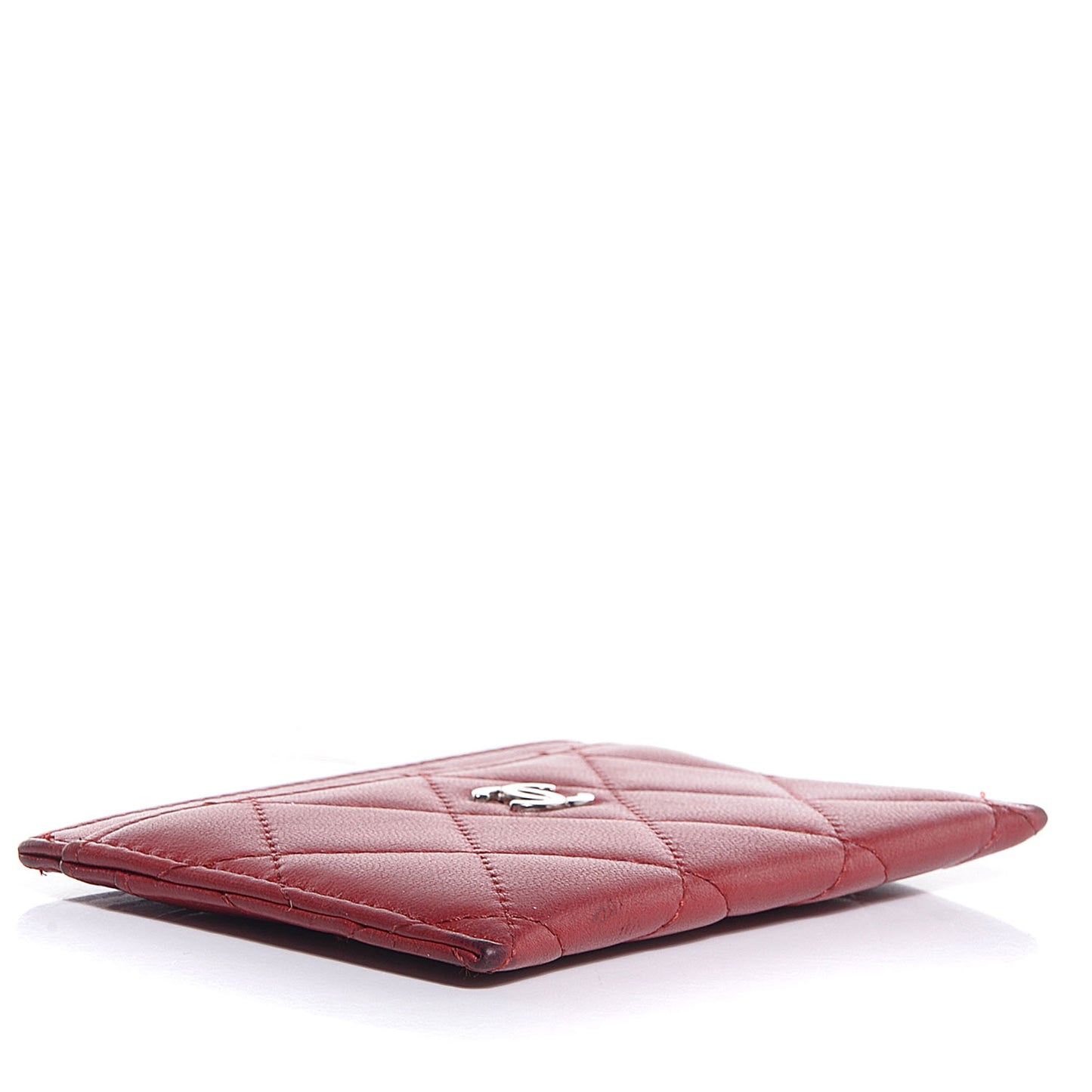 Lambskin Quilted Card Holder Red