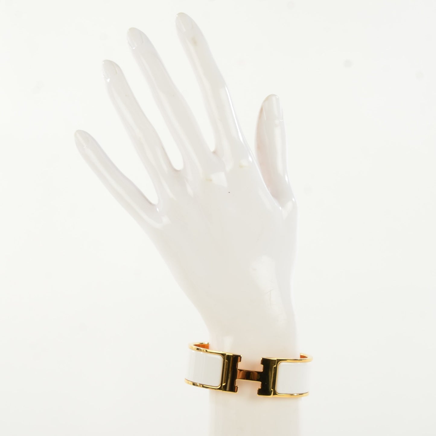 Enamel Wide Clic Clac H Bracelet GM White