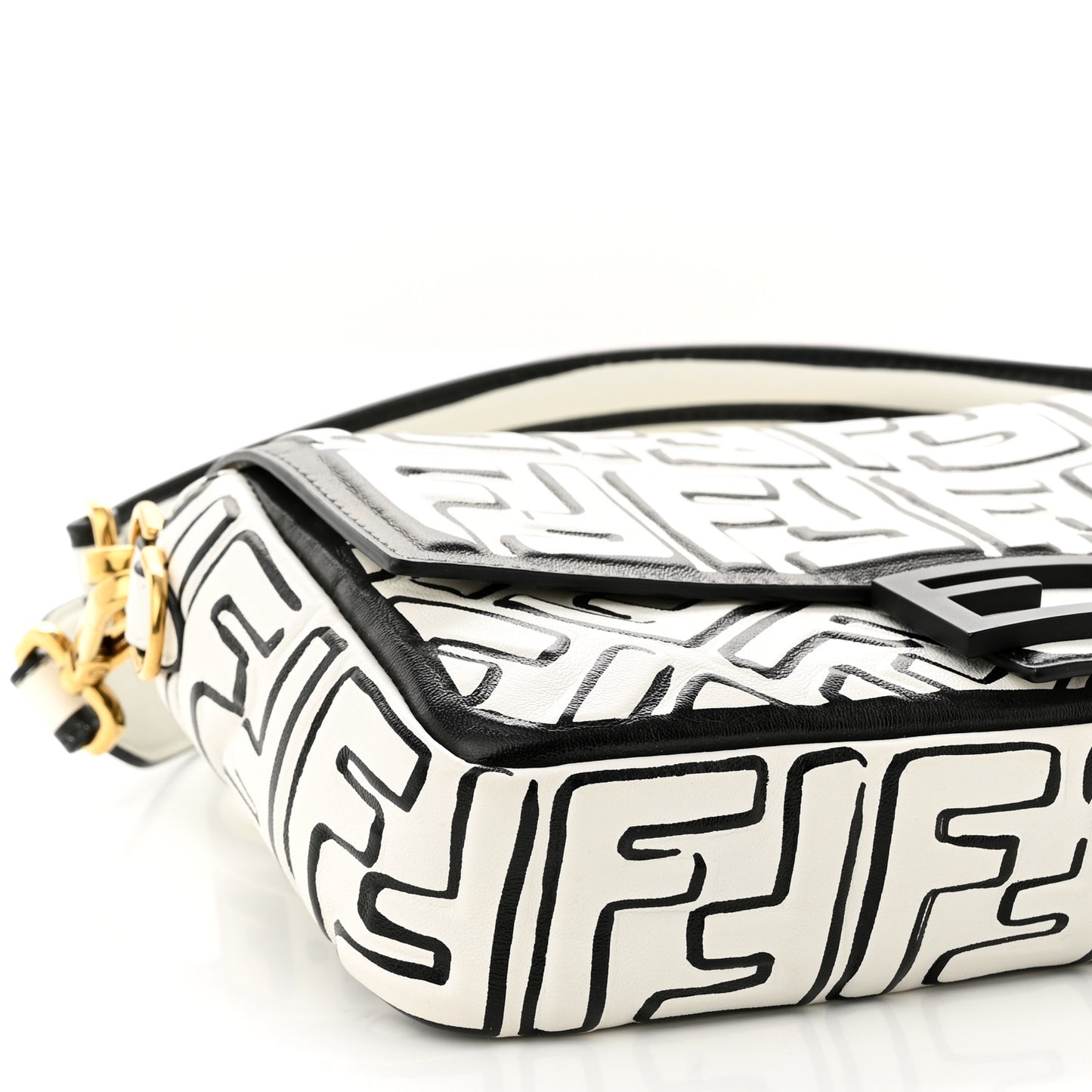 X JOSHUA VIDES Nappa FF Embossed Baguette White Black
