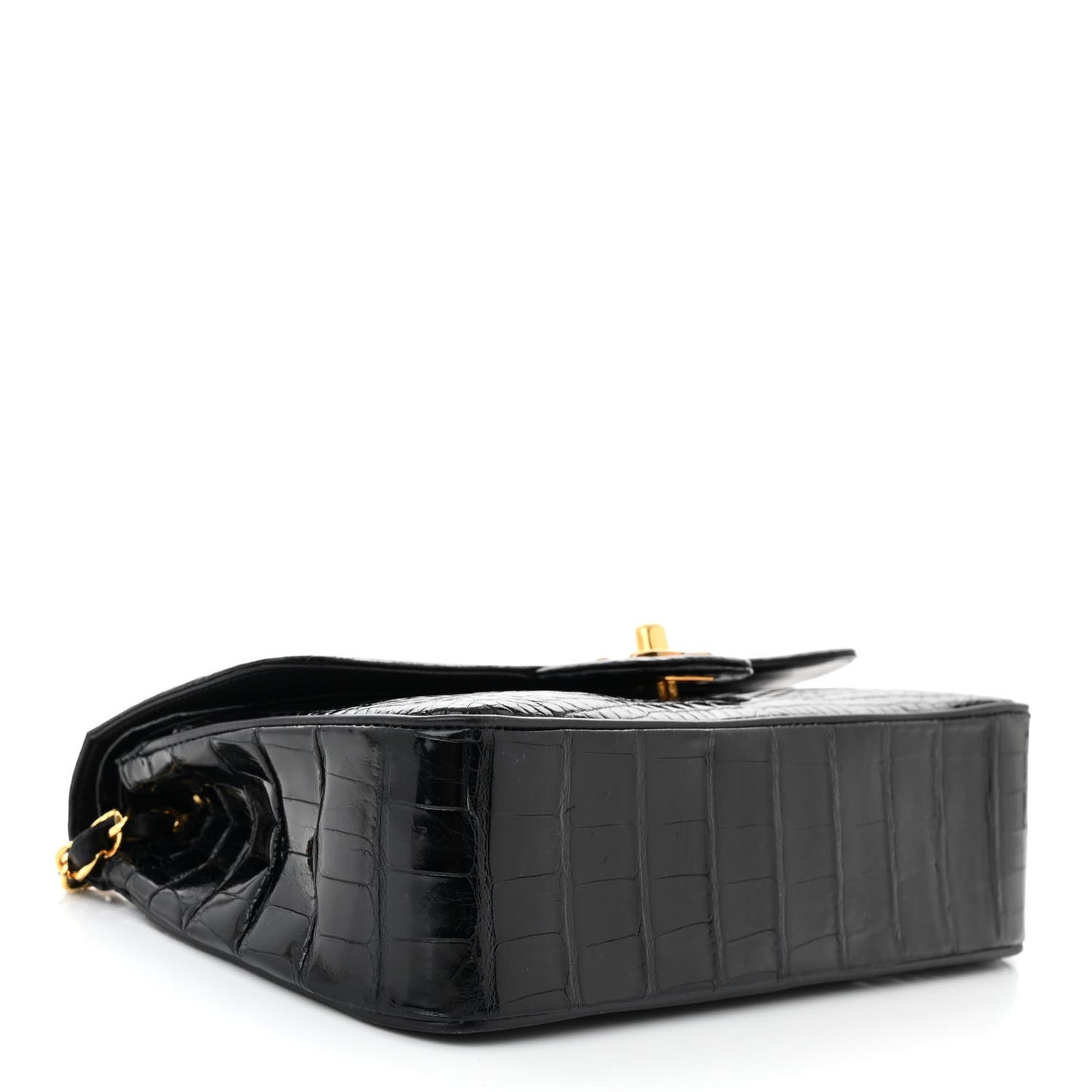 Alligator Small Double Flap Black