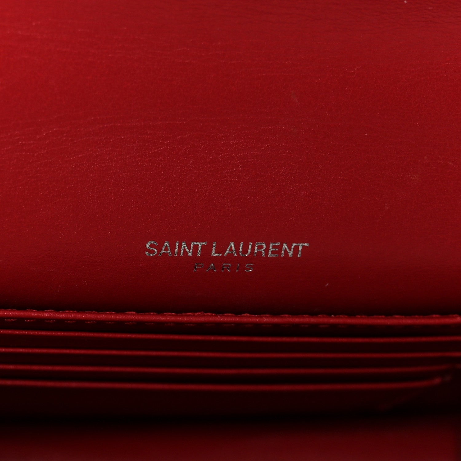 Saint Laurent Calfskin Crocodile Embossed Medium Monogram Sunset New Lipstick Red 6 of 10