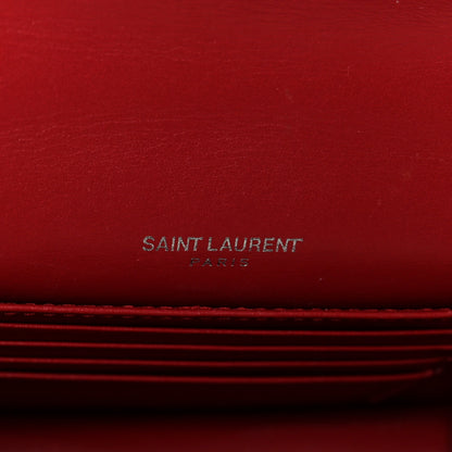 Saint Laurent Calfskin Crocodile Embossed Medium Monogram Sunset New Lipstick Red 6 of 10