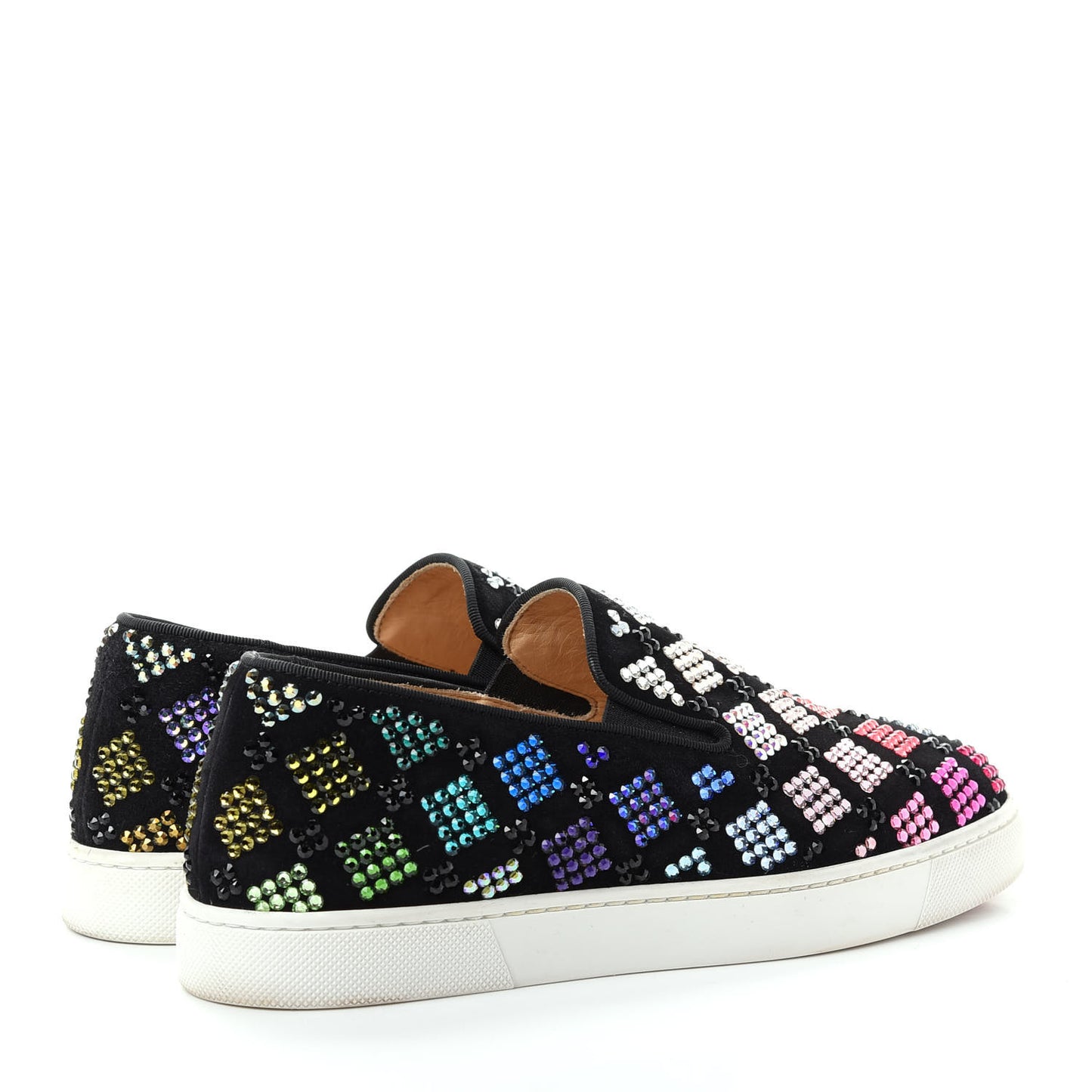 Veau Velours Crystal Womens Pik Boat Sneakers 36 Black Multicolor