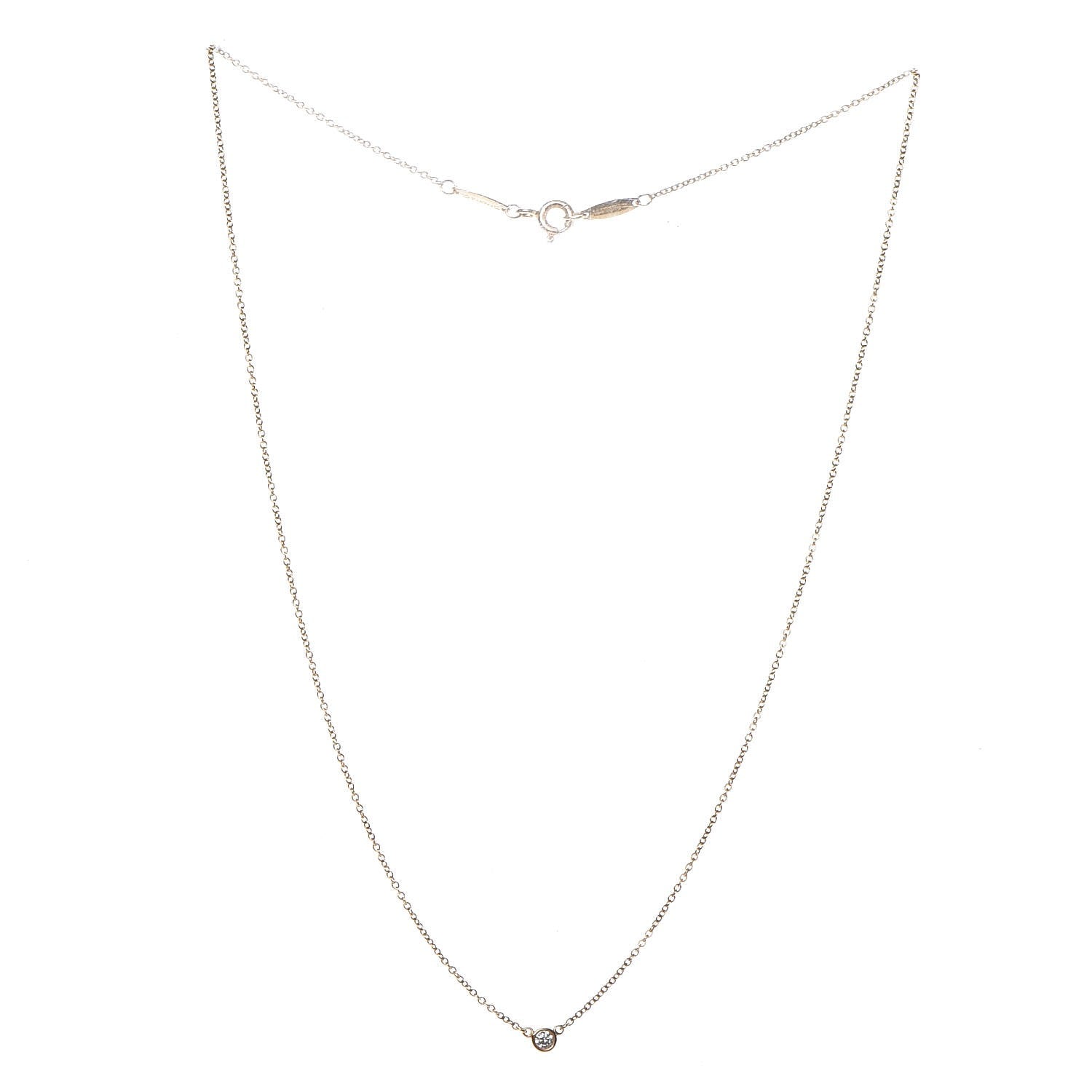 Tiffany 18K Yellow Gold Diamond .05ct Elsa Peretti Diamonds by the Yard Pendant Necklace 3 of 9