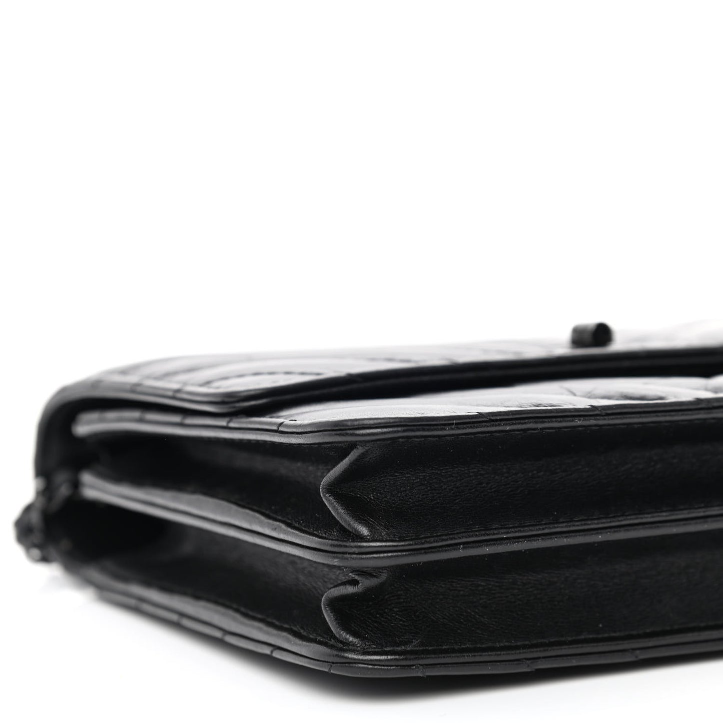 Aged Calfskin Chevron Quilted Reissue 2.55 Square Wallet On Chain WOC So Black