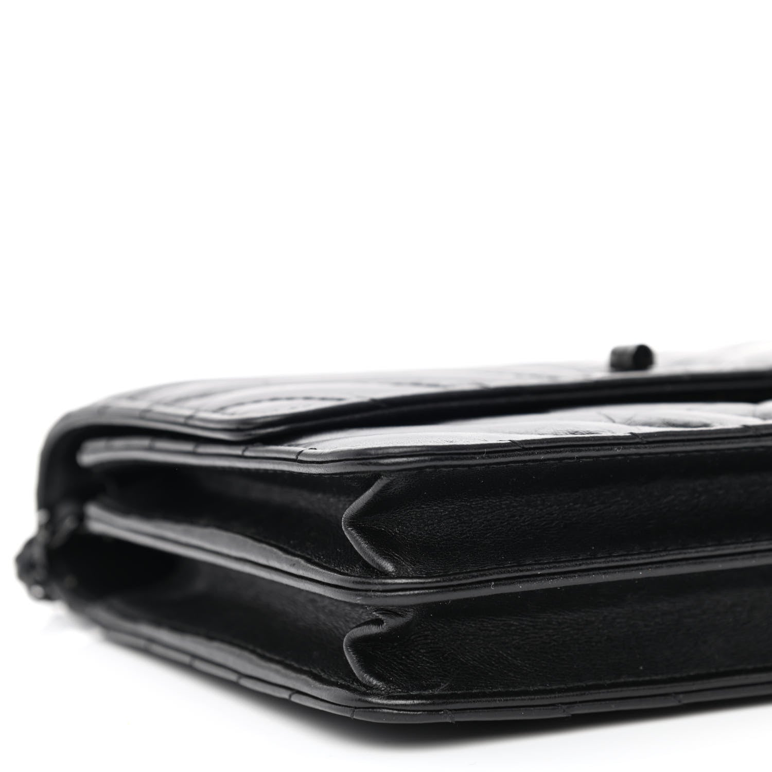 Chanel Aged Calfskin Chevron Quilted Reissue 2.55 Square Wallet On Chain WOC So Black 10 of 11