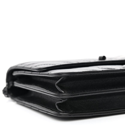 Chanel Aged Calfskin Chevron Quilted Reissue 2.55 Square Wallet On Chain WOC So Black 10 of 11
