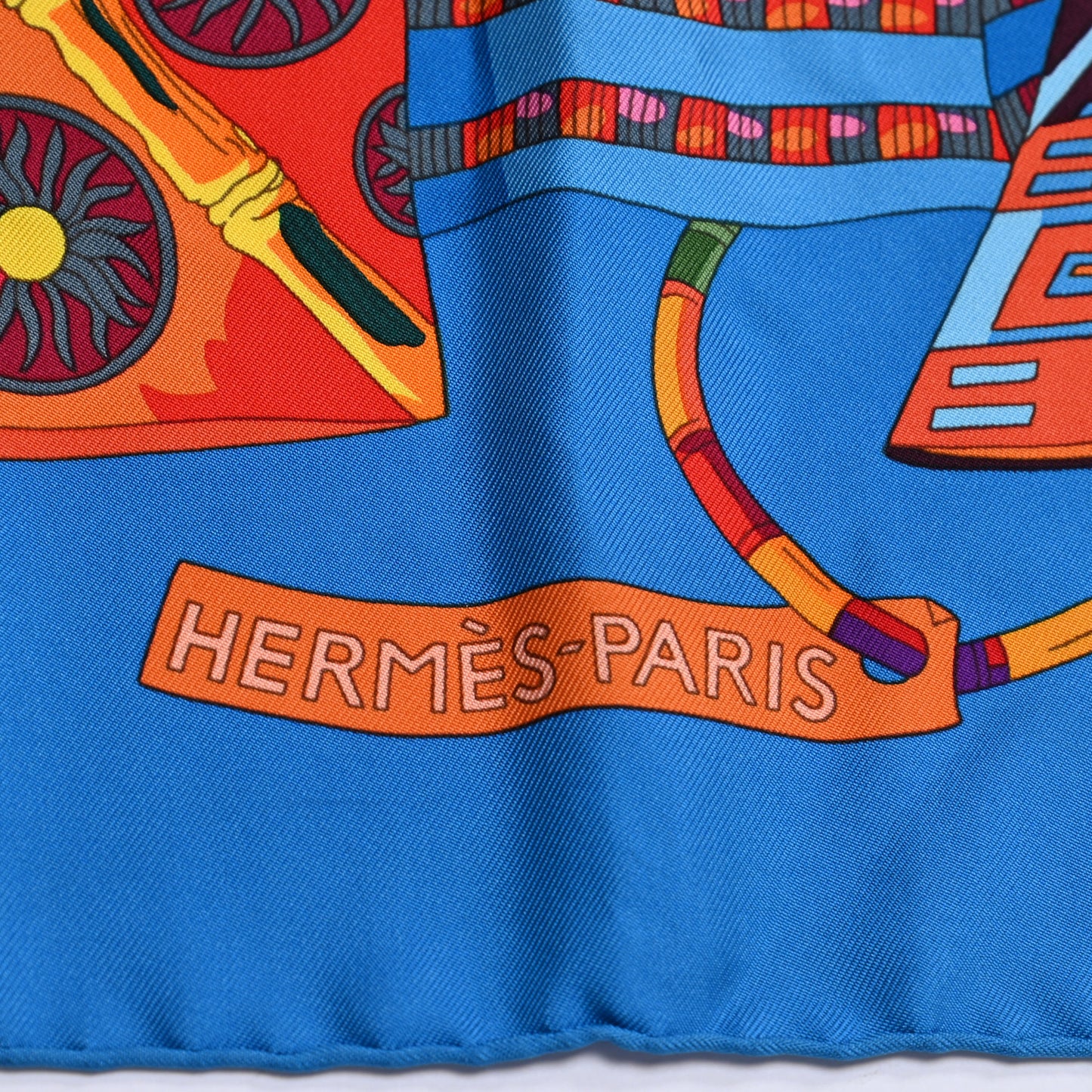 Silk Voyage En Etoffes Scarf 90 Cobalt Orange Violet