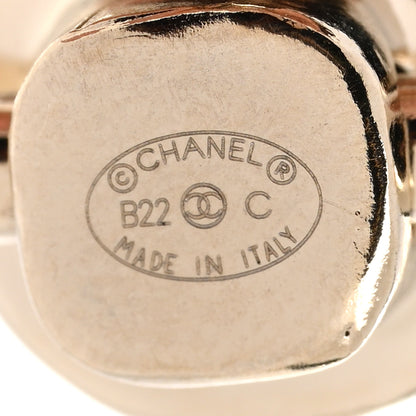 Chanel Metal Pearl CC Hoop Drop Earrings Gold 4 of 4