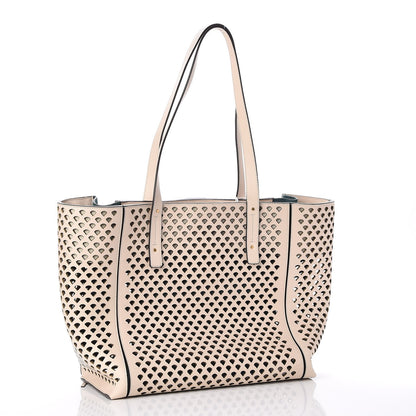 Chloe Calfskin Pineapple Perforated Medium Milo Shopping Tote Abstract White 3 of 7