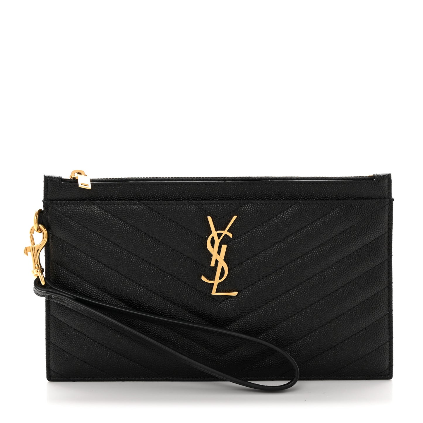Grain De Poudre Chevron Monogram Large Bill Pouch Black