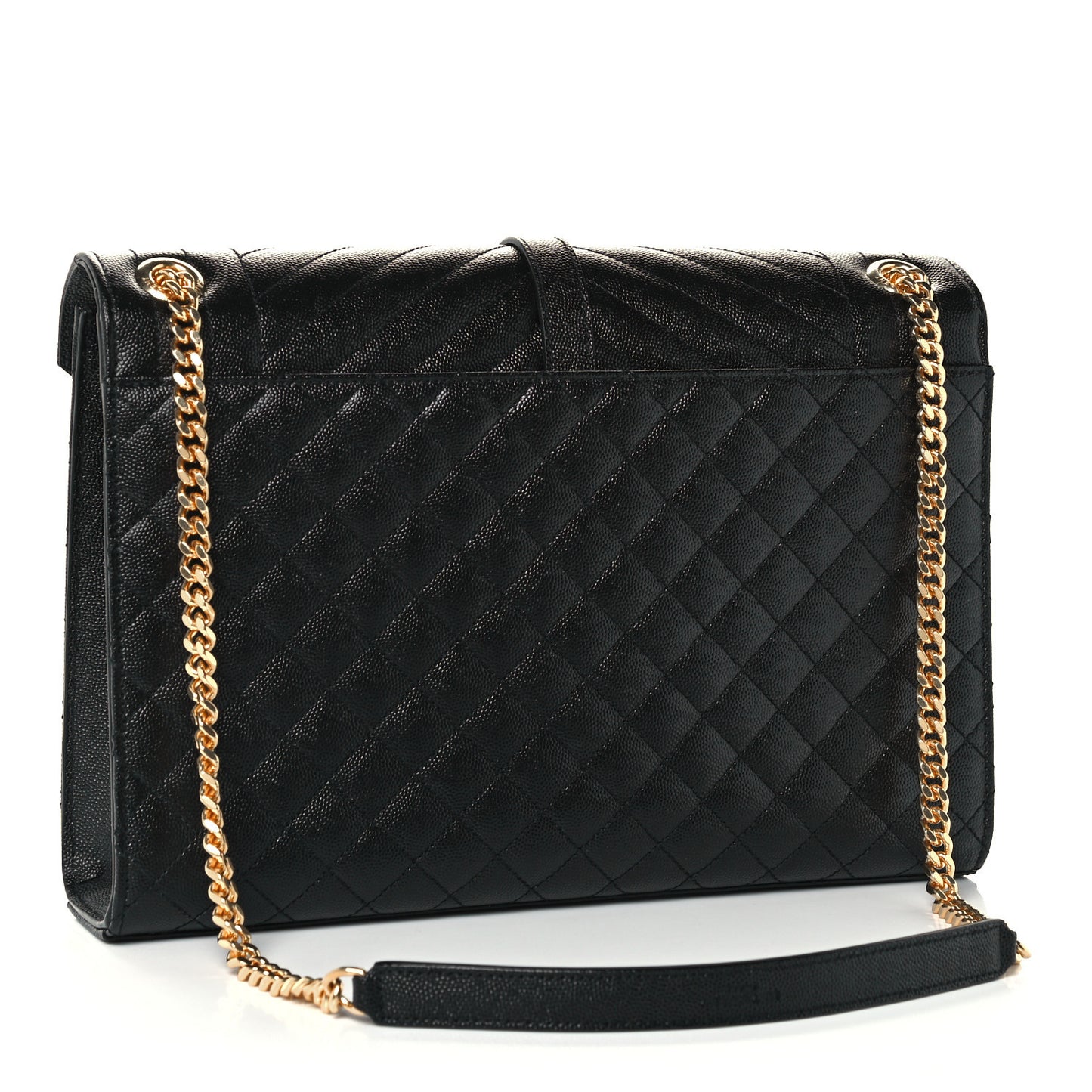 Grain De Poudre Textured Mixed Matelasse Large Triquilt Monogram Satchel Black