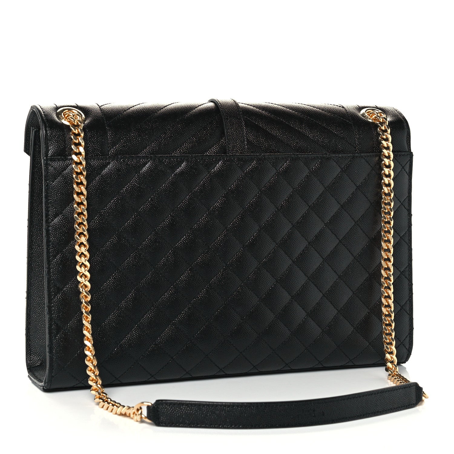 Saint Laurent Grain De Poudre Textured Mixed Matelasse Large Triquilt Monogram Satchel Black 3 of 11